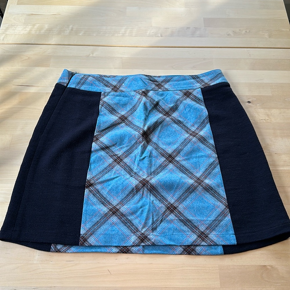 Ibex Blue Plaid Patterned Wool Skirt